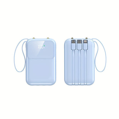 Powerbank compatta da 10000mAh con 4 cavi integrati – Caricabatterie veloce con display digitale