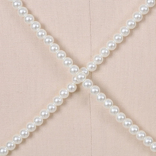 Marivelle - Elegante Abito in Satin Bianco con Schiena Scoperta, Dettagli in Perle, Profondo Scollatura a V e Spacco Laterale