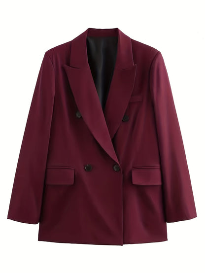 Iréva - Blazer Oversize Classico Bordeaux per Donne – Giacca di Transizione