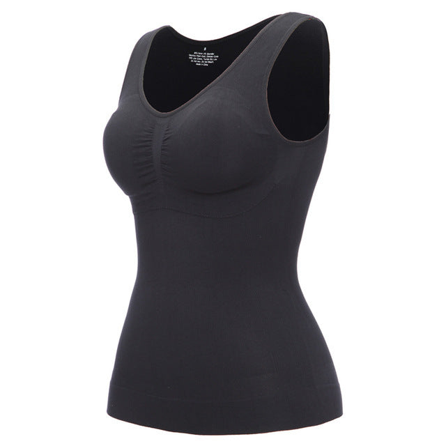 Top modellante in shapewear con reggiseno integrato e controllo della pancia per donne