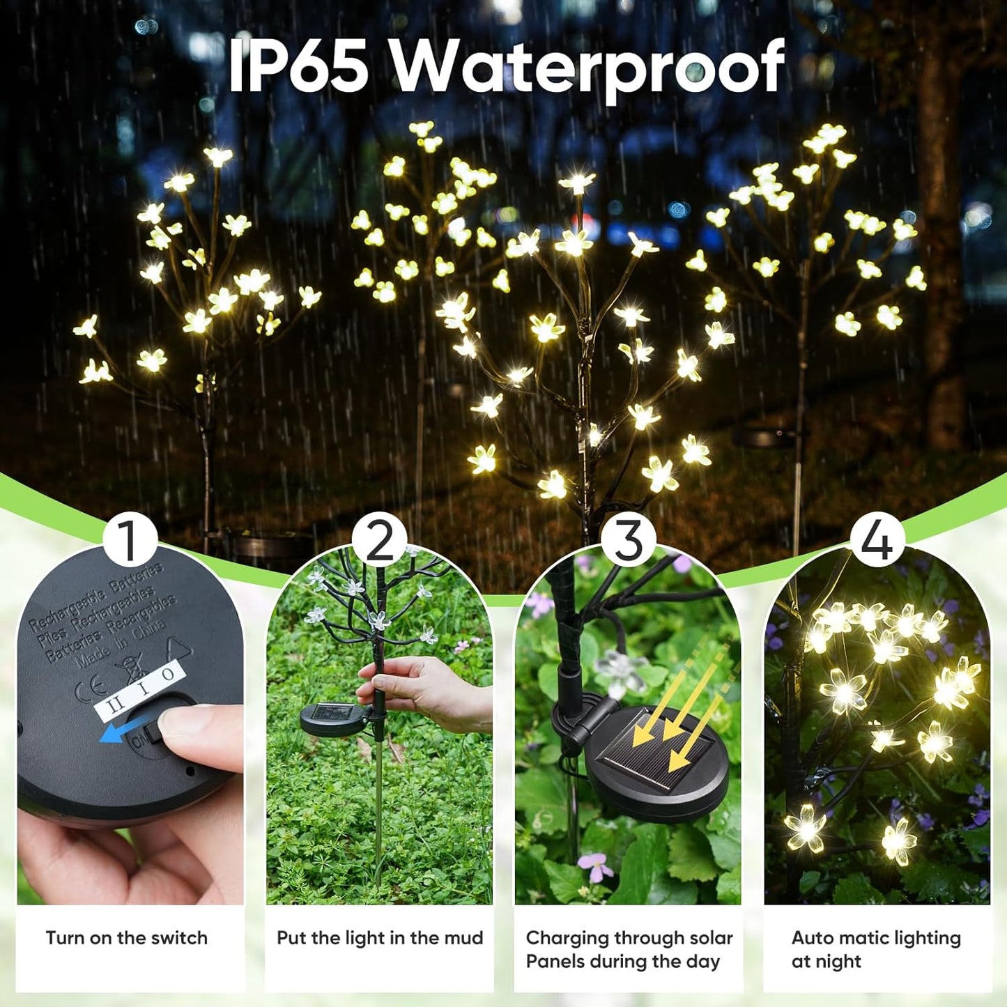Luméa - Lampade solari per il giardino a forma di fiori di ciliegio
