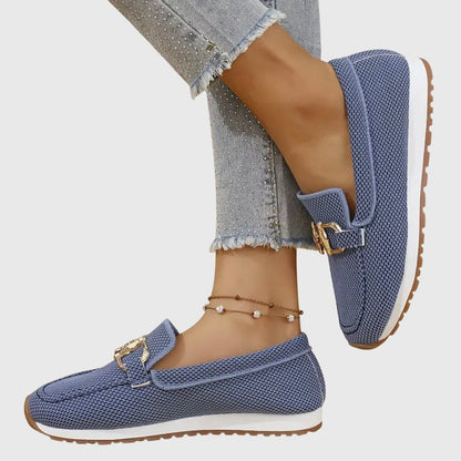 Comodi Scarpe Slip-On Loafer per Donne con Design Leggero e Fibbia Dorata