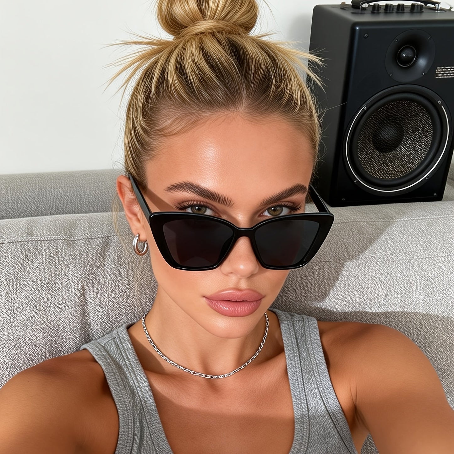 Occhiali da sole Cat-Eye UV400 con ampia montatura per donne – Occhiali oversize classici