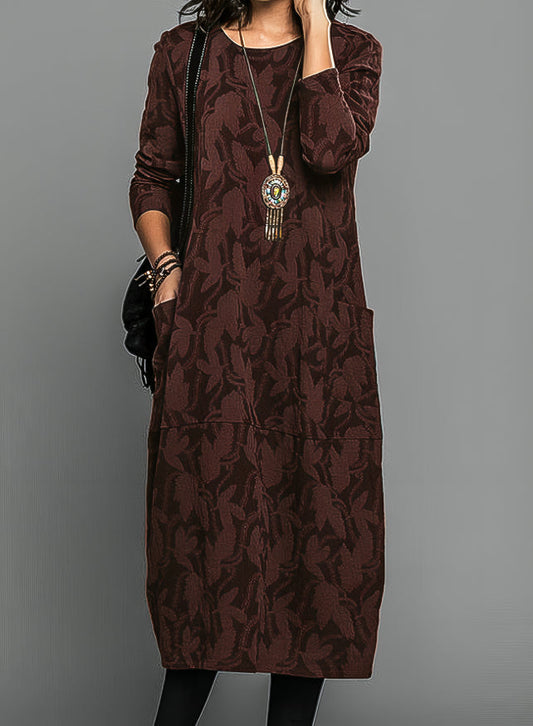Ravelle - Comoda vestaglia oversize primaverile con maniche 3/4, motivo floreale e tasche