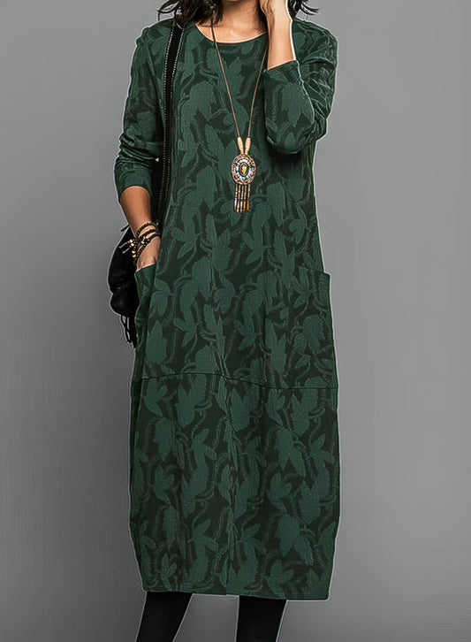 Ravelle - Comoda vestaglia oversize primaverile con maniche 3/4, motivo floreale e tasche