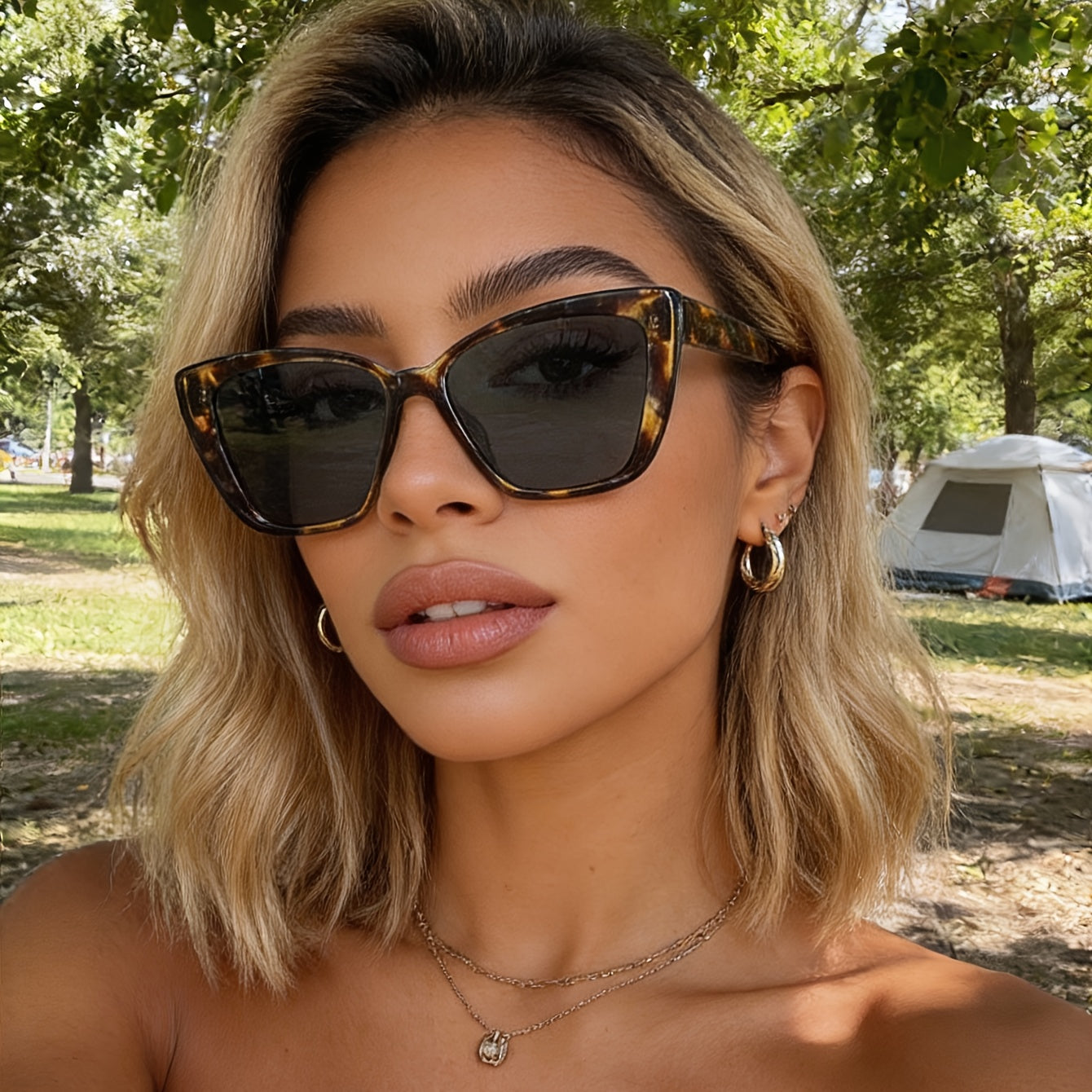 Occhiali da sole Cat-Eye UV400 con ampia montatura per donne – Occhiali oversize classici