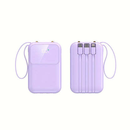 Powerbank compatta da 10000mAh con 4 cavi integrati – Caricabatterie veloce con display digitale