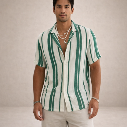 Camicia a maniche corte a righe per uomo – Camicia estiva leggera con vestibilità comoda