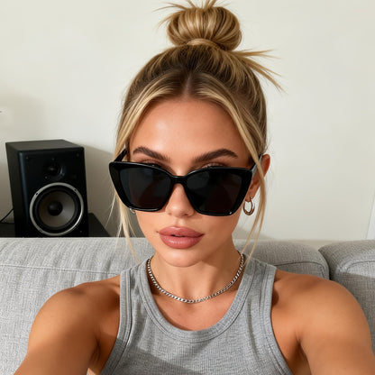 Occhiali da sole Cat-Eye UV400 con ampia montatura per donne – Occhiali oversize classici