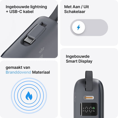 Ampéra - Voomy Charge P610 – Powerbank 10 000 mAh – Cavi integrati – Ricarica rapida 22,5 W