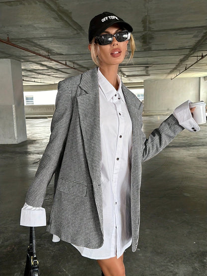 Florélie - Elegante Blazer Lungo Beige per Donne | Business Casual – Giacca Perfetta per la Primavera