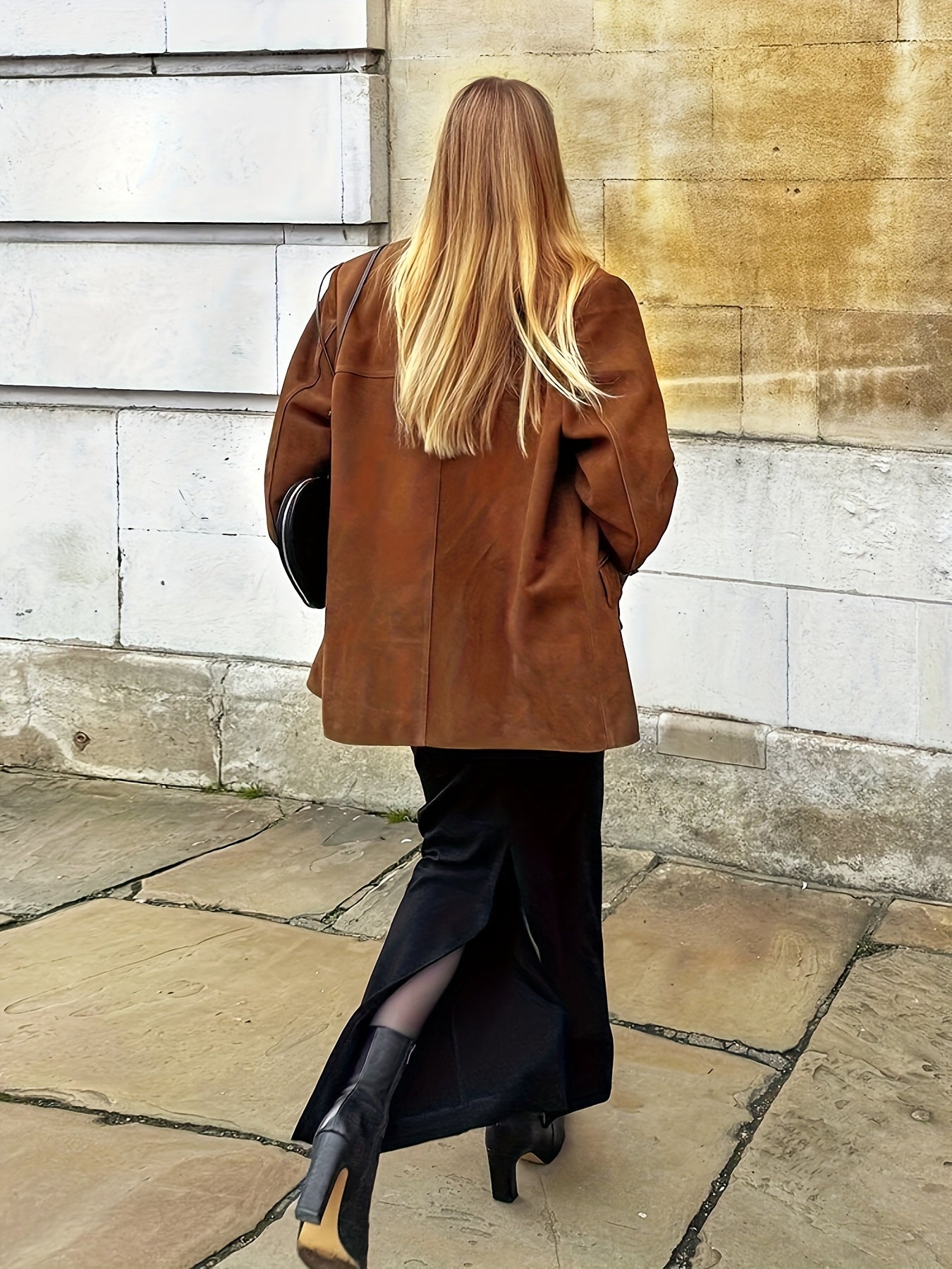 Maïwen - Giacca di Transizione Vintage in Suede per Donne con Bottoni