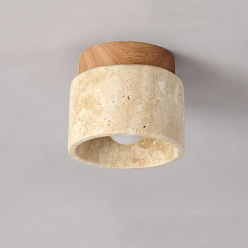 ZenithPierre - Lampada da soffitto giapponese in travertino