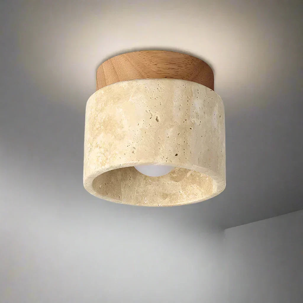 ZenithPierre - Lampada da soffitto giapponese in travertino