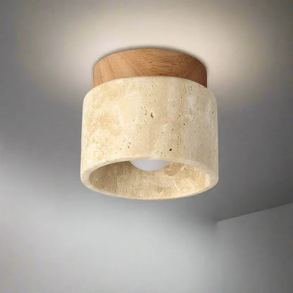 ZenithPierre - Lampada da soffitto giapponese in travertino