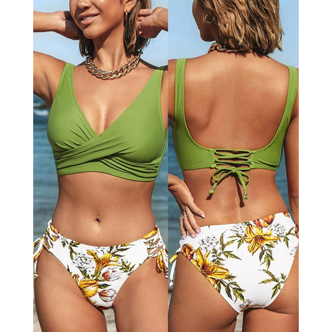 Set Bikini con Top Avvolgente & Schiena Lacciata – regolabile e modellante per donne