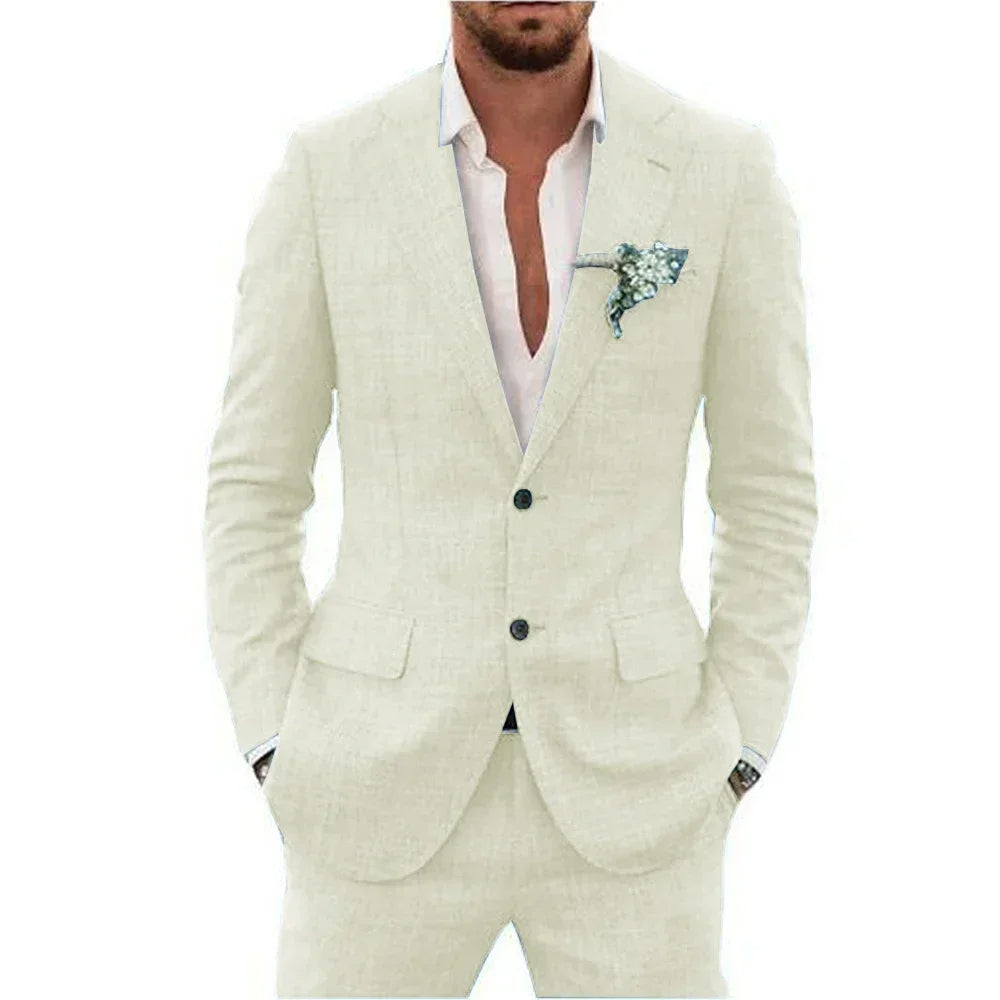 Nolian - Completo estivo in lino per donne con giacca e pantaloni