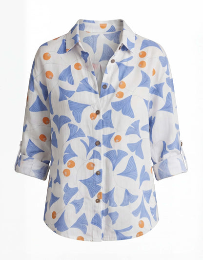 Blusa leggera da donna con stampa floreale – Camicia ariosa con bottoni e vestibilità elegante