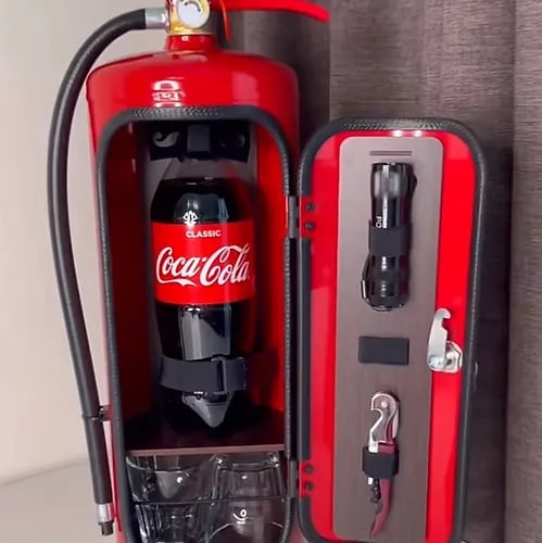 Estintore Mini Bar con scomparto segreto – Armadietto per bevande originale per casa e feste