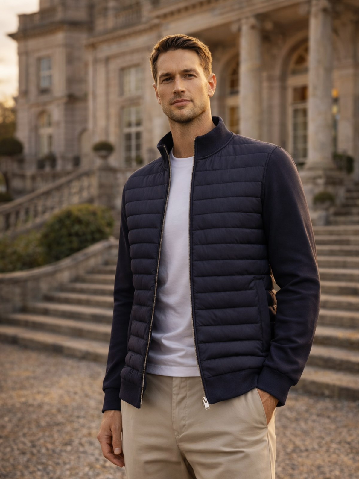 Giacca leggera da uomo imbottita con zip – Giacca moderna per la transizione, traspirante e stilosa