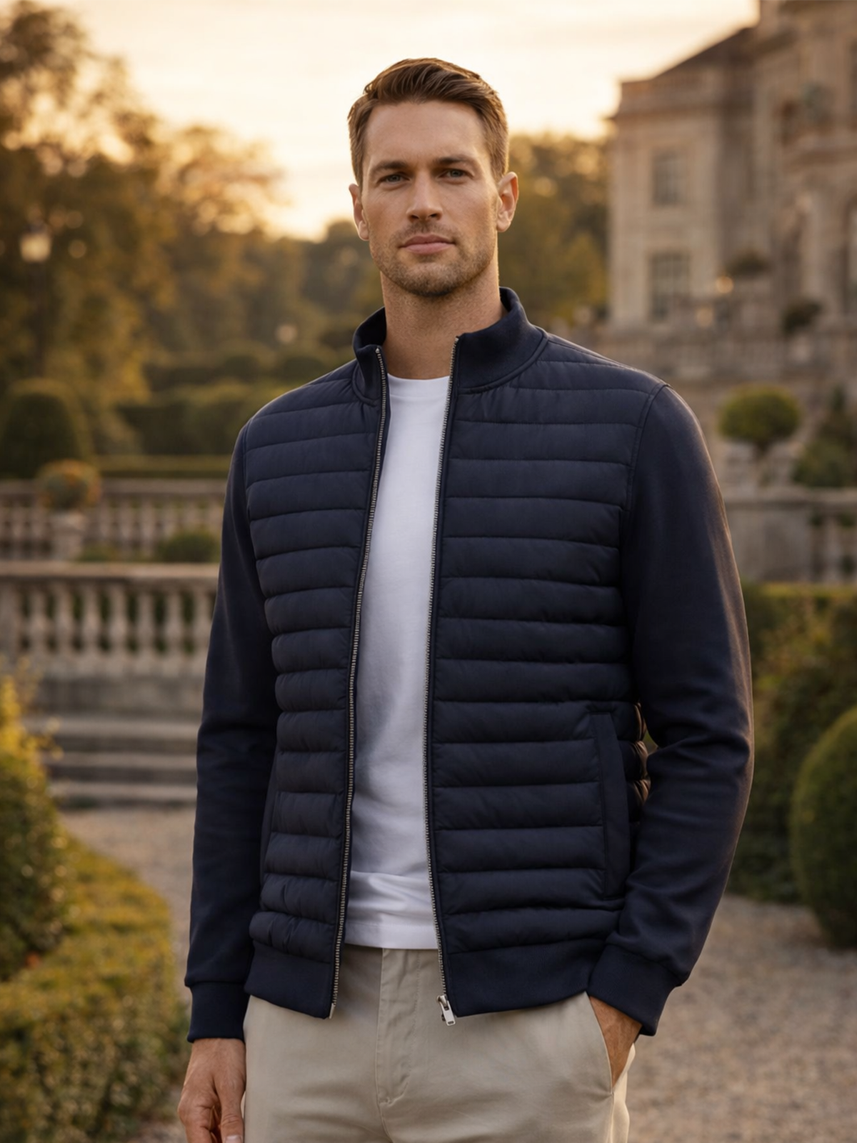 Giacca leggera da uomo imbottita con zip – Giacca moderna per la transizione, traspirante e stilosa
