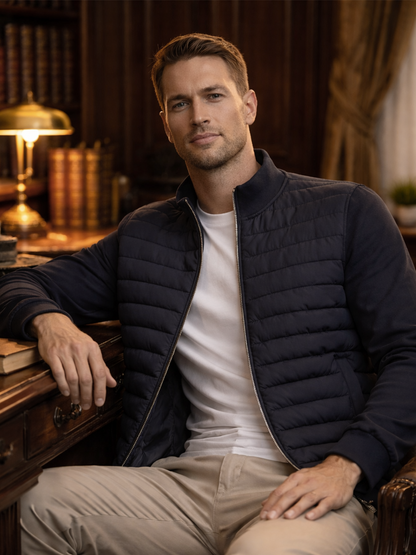 Giacca leggera da uomo imbottita con zip – Giacca moderna per la transizione, traspirante e stilosa