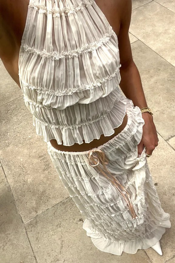 Paloma - Top Trasparente Arricciato con Maxi-Gonna