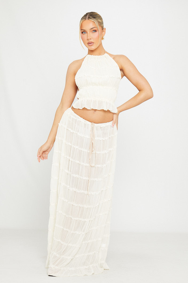 Paloma - Top Trasparente Arricciato con Maxi-Gonna