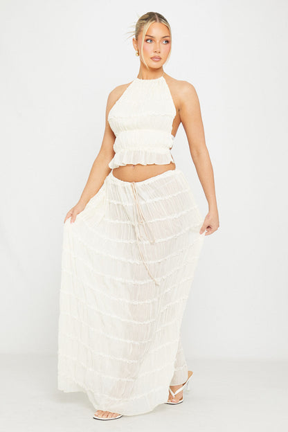 Paloma - Top Trasparente Arricciato con Maxi-Gonna