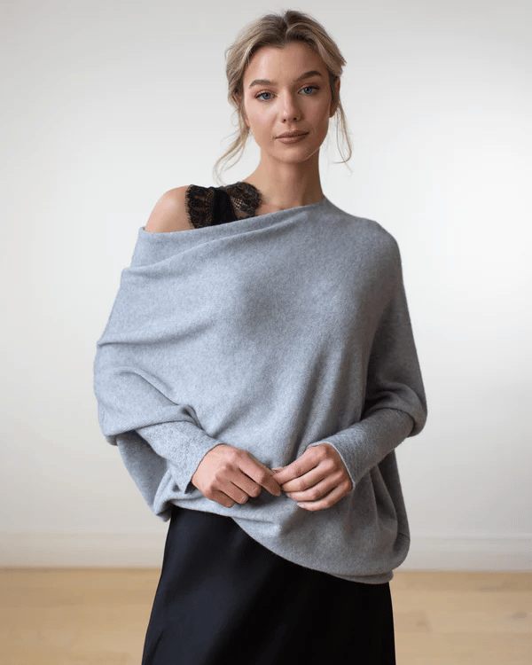 Rosalie - Maglione oversize lussuoso in cashmere con spalle scoperte per la primavera
