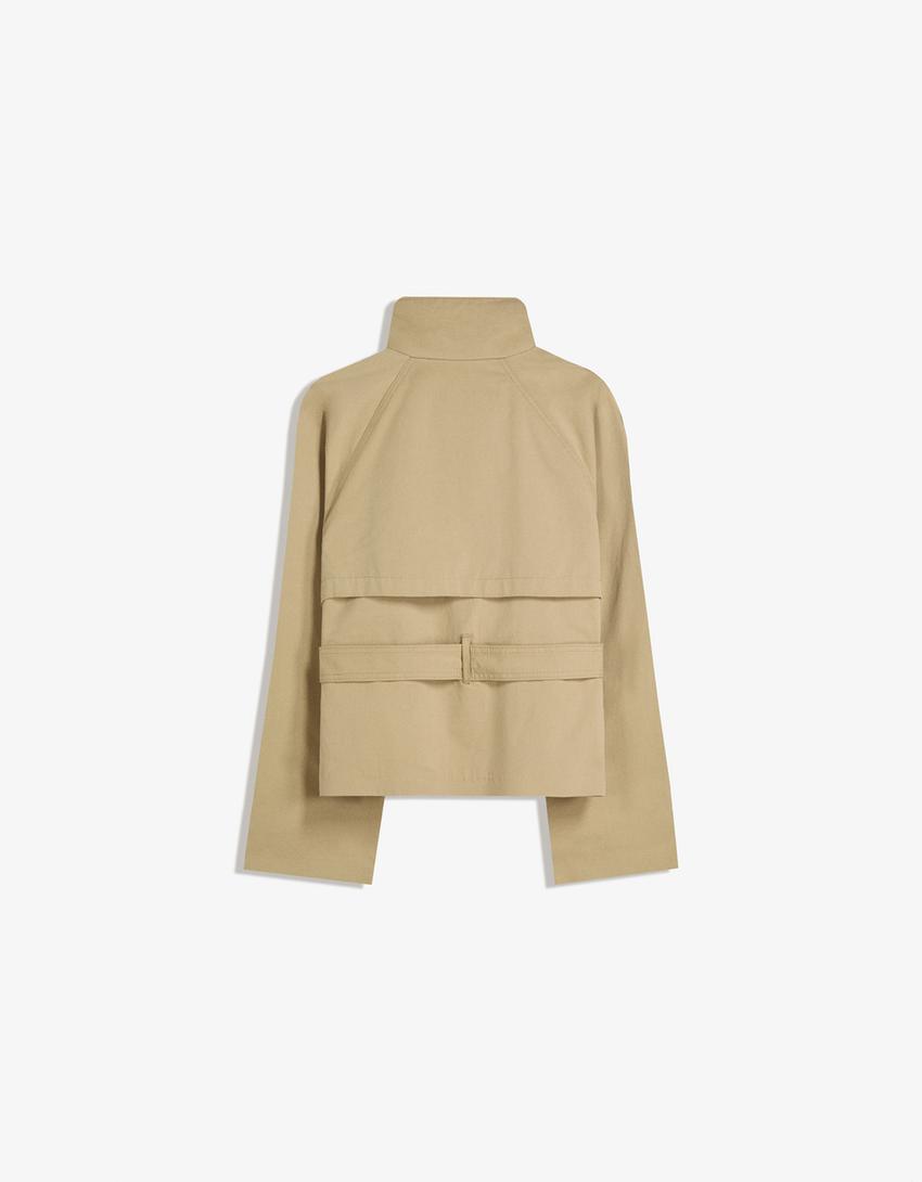 Elvire - Trench corto primaverile alla moda per donne, con bottoni e cintura in vita