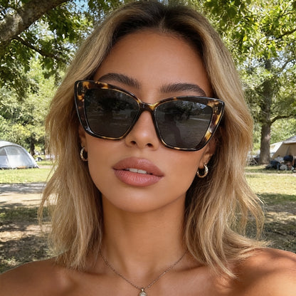 Occhiali da sole Cat-Eye UV400 con ampia montatura per donne – Occhiali oversize classici