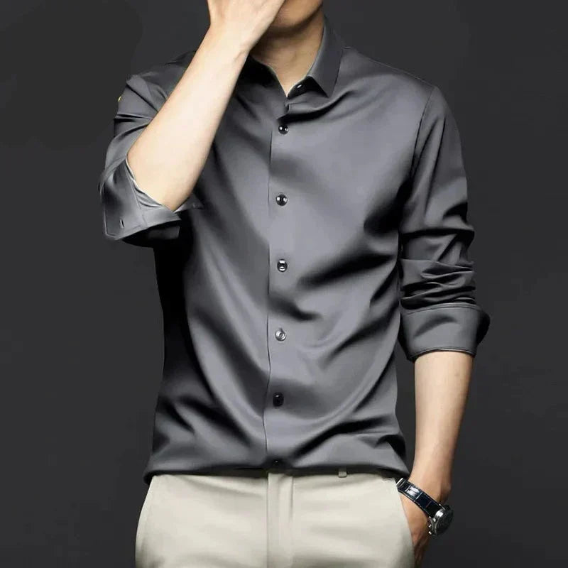 Elegante camicia da business slim fit – Camicia a maniche lunghe per uomini resistente alle pieghe