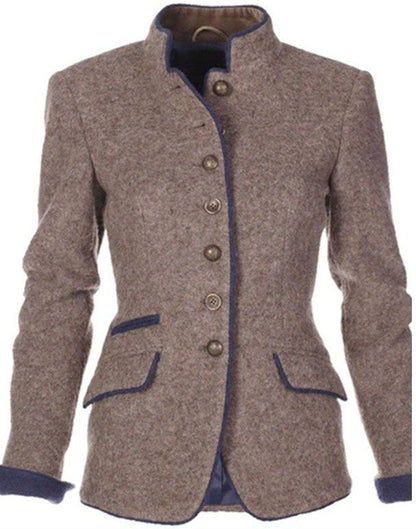 Lyrisse - Blazer in velluto elegante con bottoni e tasche, in tessuto caldo