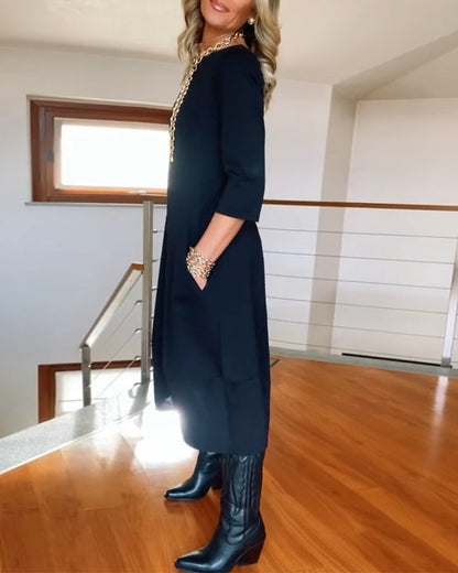 Améline - Abito midi elegante e comodo per la primavera con tasche