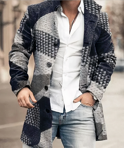Flavien - Trenchcoat Chic per Uomini, Primavera, con Bottoni e Collo