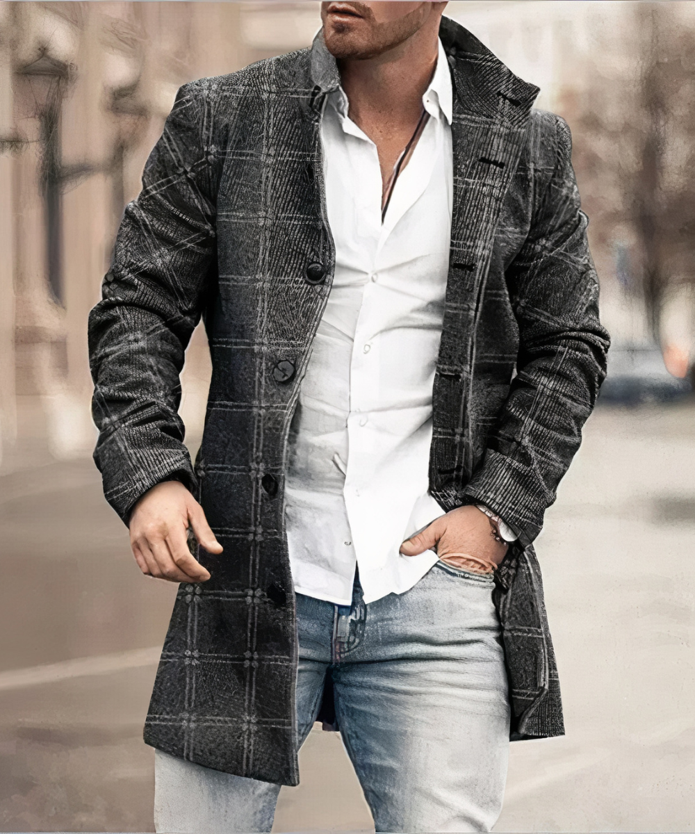 Flavien - Trenchcoat Chic per Uomini, Primavera, con Bottoni e Collo