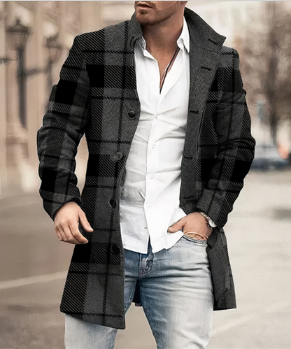 Flavien - Trenchcoat Chic per Uomini, Primavera, con Bottoni e Collo