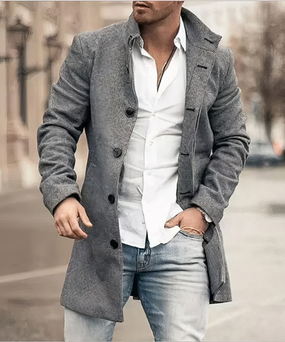 Flavien - Trenchcoat Chic per Uomini, Primavera, con Bottoni e Collo