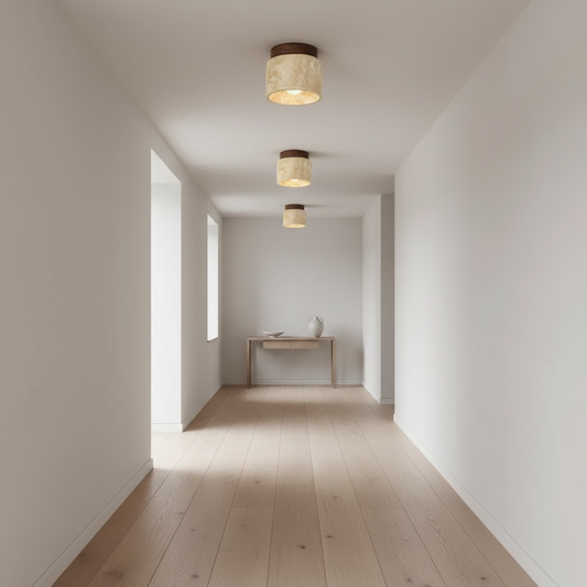 ZenithPierre - Lampada da soffitto giapponese in travertino
