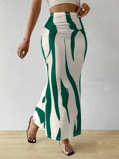 Gonna Maxirock aderente con stampa astratta per donne – Elegante gonna a vita alta per estate e vacanze