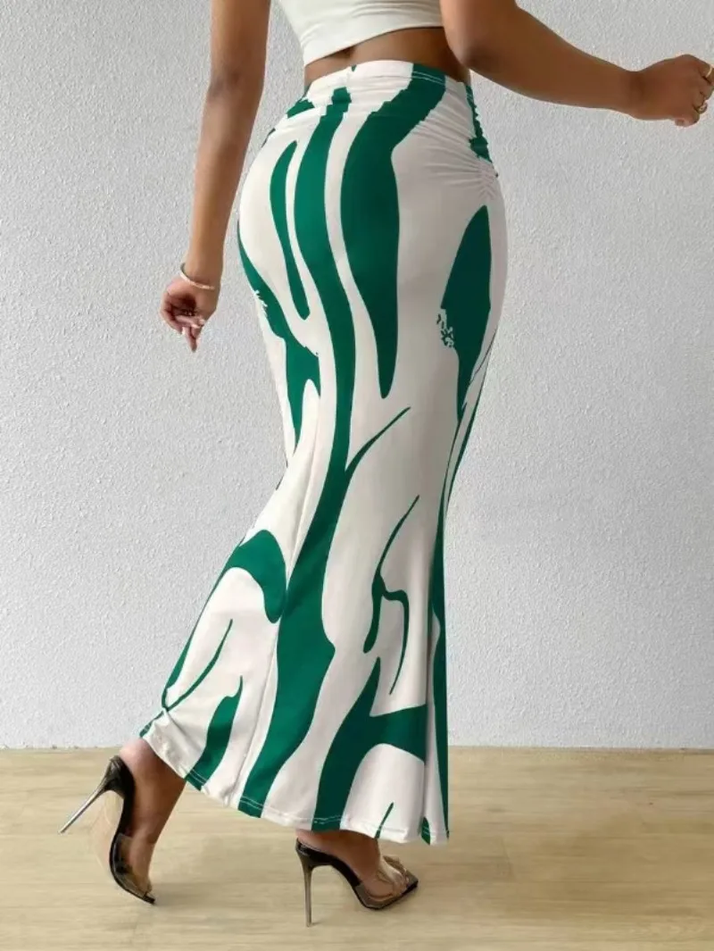 Gonna Maxirock aderente con stampa astratta per donne – Elegante gonna a vita alta per estate e vacanze