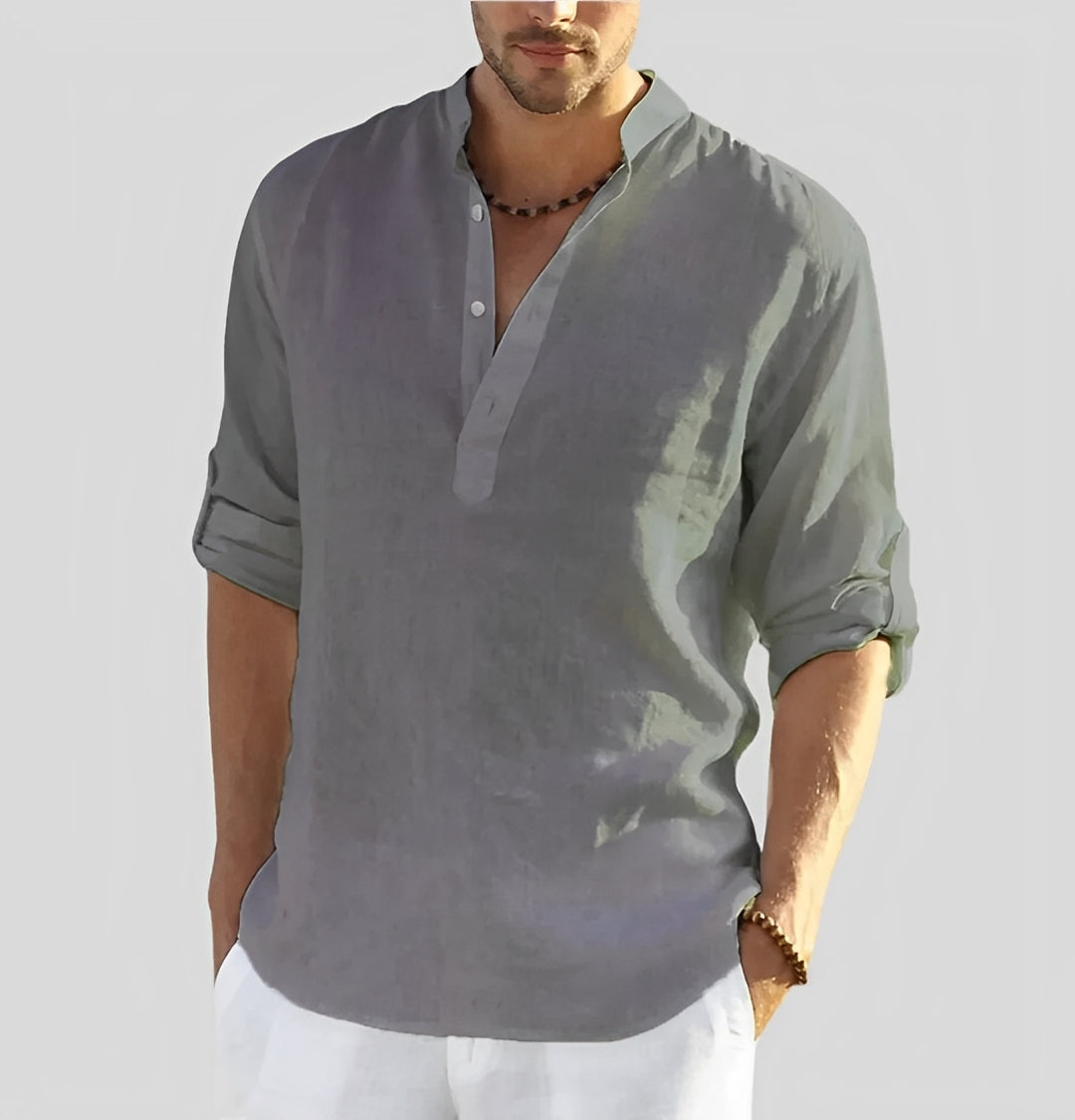 Benoît - Camicia in lino da uomo con vestibilità casual