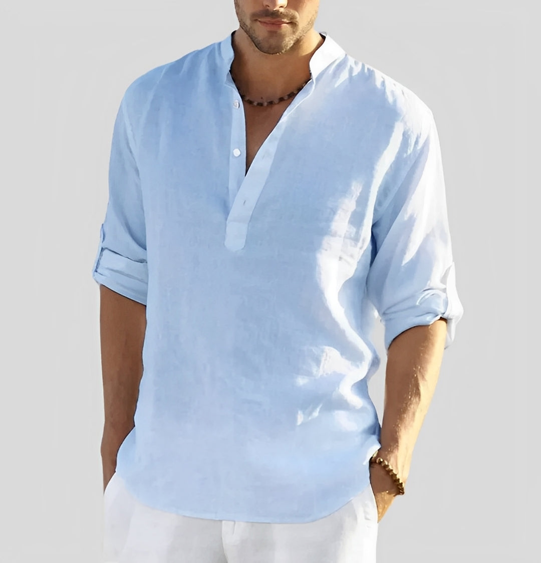 Benoît - Camicia in lino da uomo con vestibilità casual