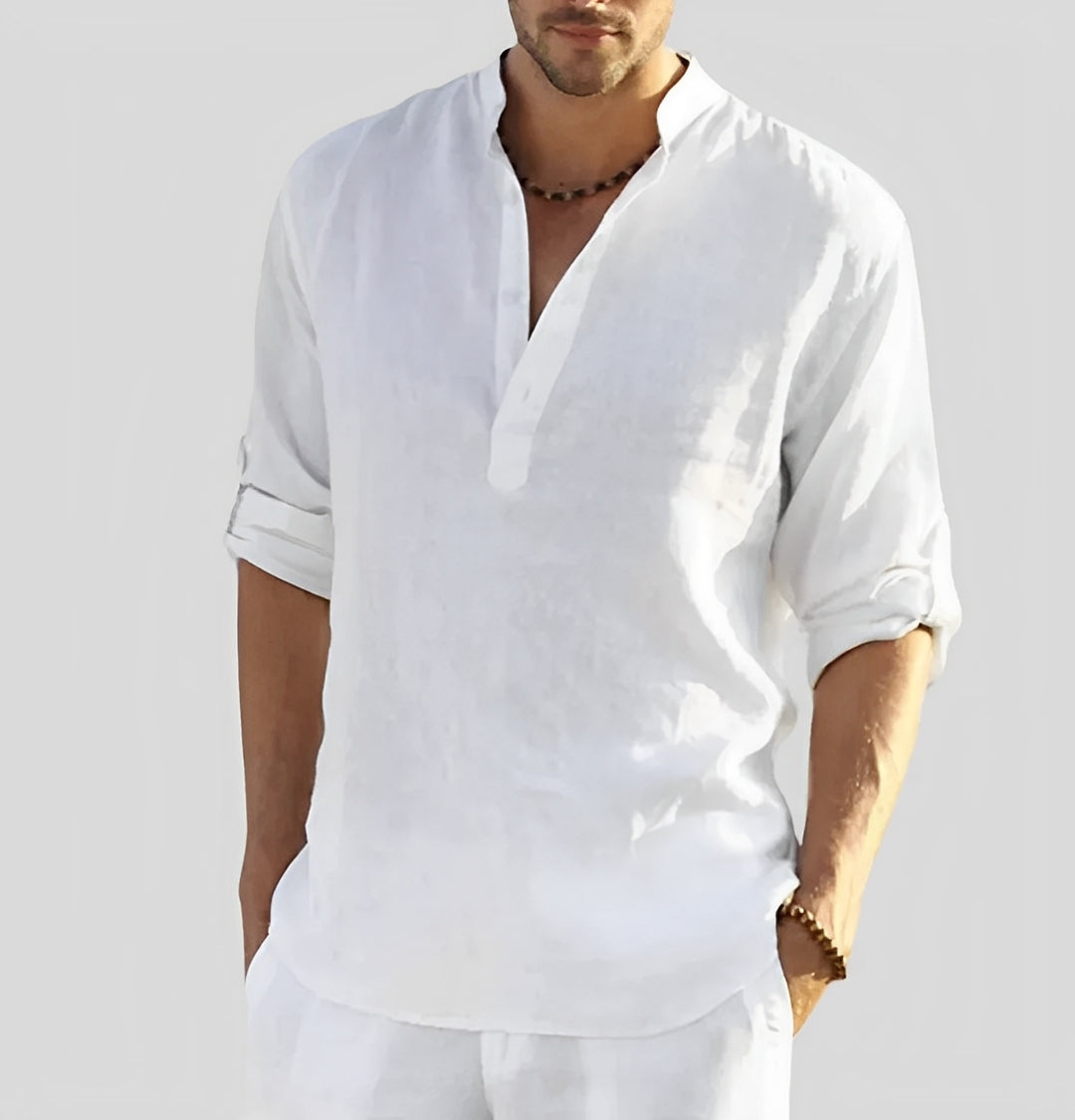 Benoît - Camicia in lino da uomo con vestibilità casual