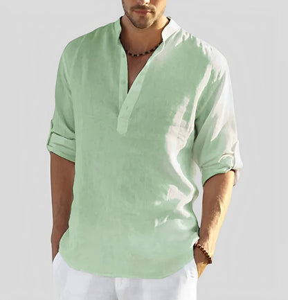Benoît - Camicia in lino da uomo con vestibilità casual