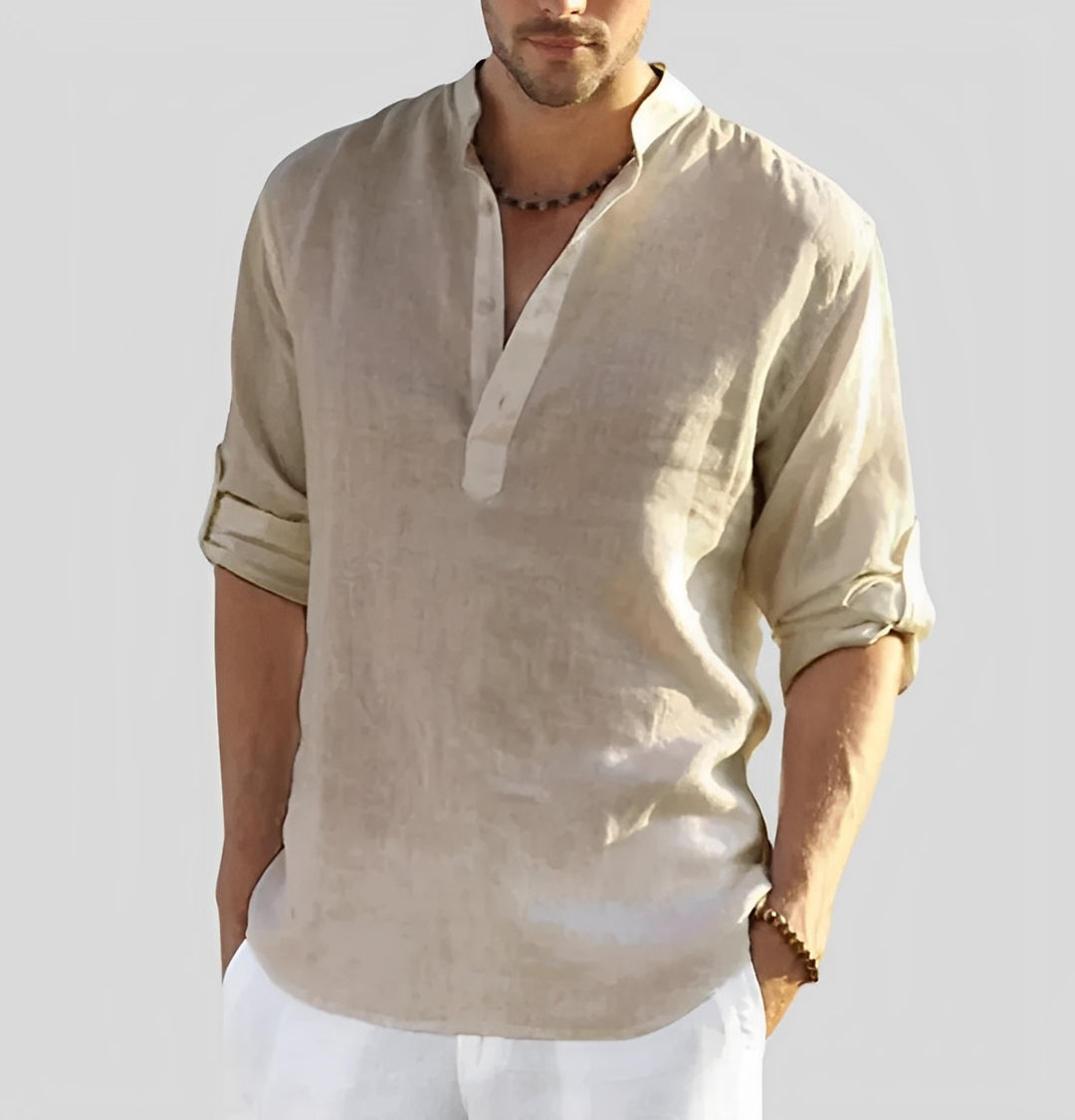Benoît - Camicia in lino da uomo con vestibilità casual
