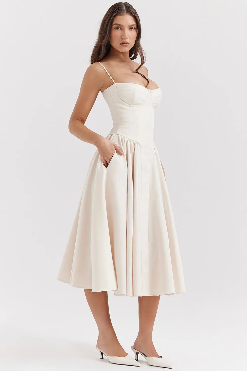 Calixène - Maxidress con corsetto per donne in tessuto traspirante per primavera e estate