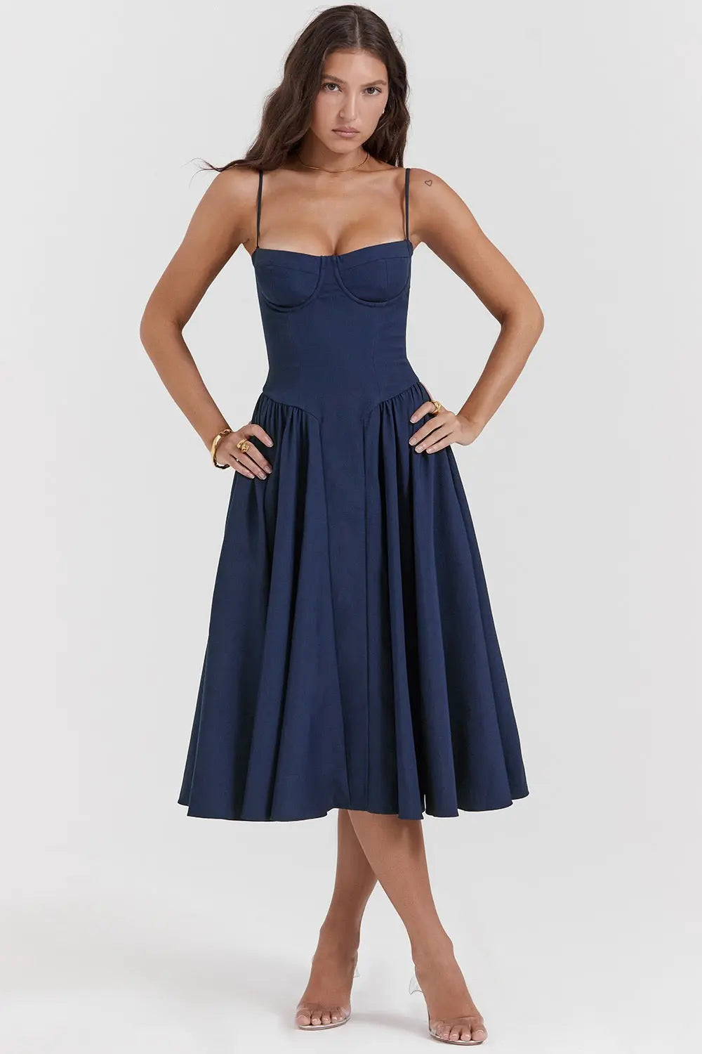 Calixène - Maxidress con corsetto per donne in tessuto traspirante per primavera e estate