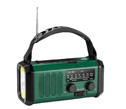 SolariPro - Radio d'emergenza portatile AM/FM con ricarica solare a manovella, LED, batteria ricaricabile 5000mAh/10000mAh, lampada da lettura e torcia, allerta SOS